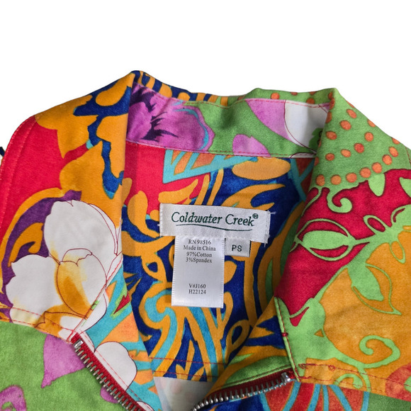 Coldwater Creek Floral Full Zip Jacket Plus Size Petite Small Cotton Blend - Picture 5 of 8